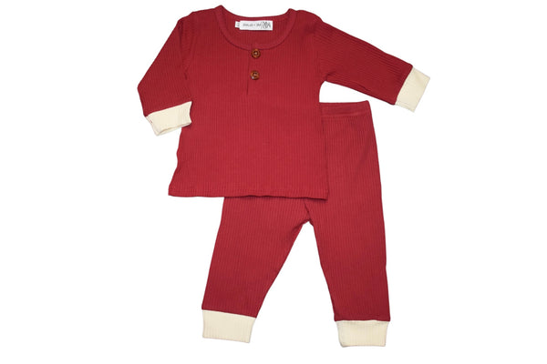 Burgundy Ribbed Set